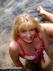 Outdoor swimming in pantyhose